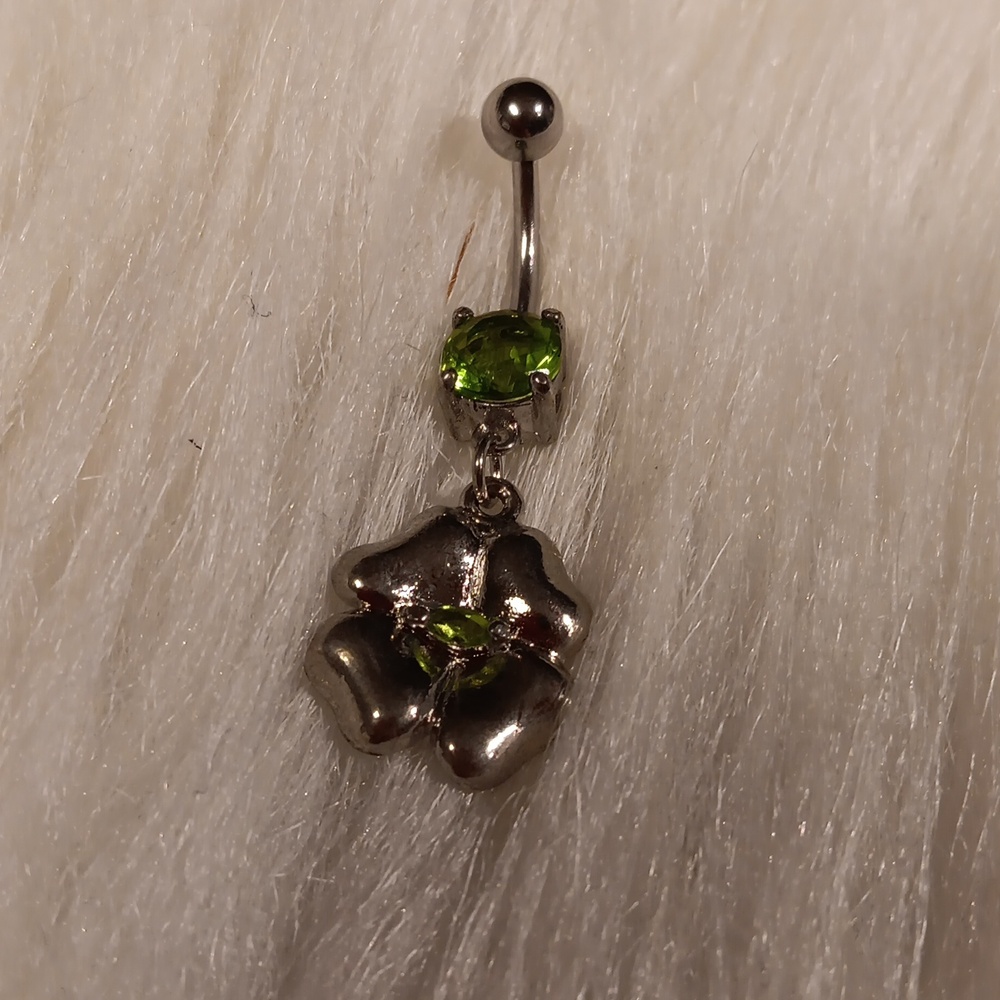Four Leaf Clover Dangle Belly Ring - image 1